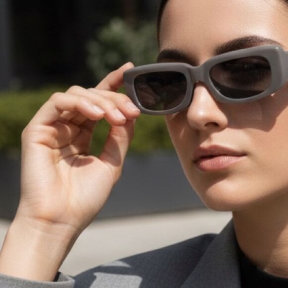 THE ATTICO x LINDA FARROW Mini Marfa Taupe Rectangular Sunglasses main image 6
